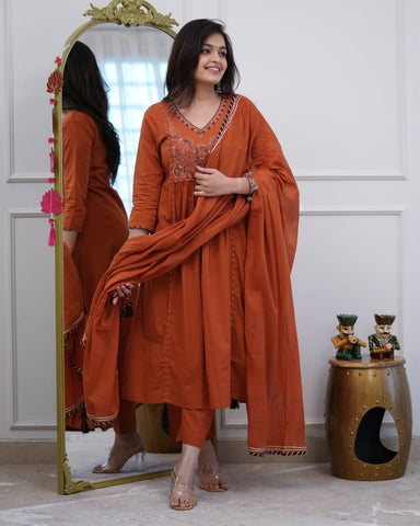 Black Embroidered Anarkali Kurta Set with Dupatta